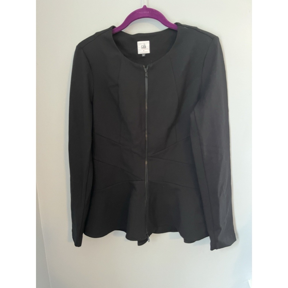Cabi Women's Crisscross Blazer S Black Long Sleeve Full Zip peplum‎ Career Work